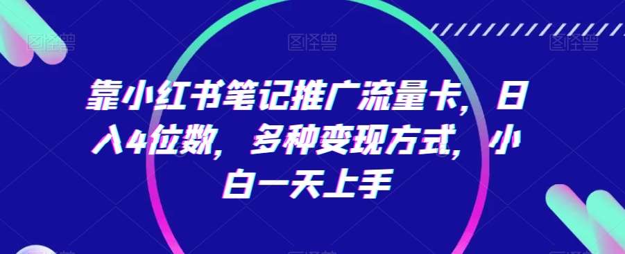 靠小红书笔记推广流量卡，日入4位数，多种变现方式，小白一天上手-来缘阁