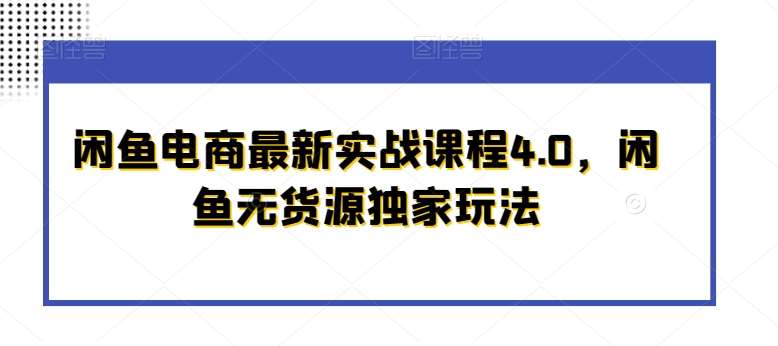 闲鱼电商最新实战课程4.0，闲鱼无货源独家玩法-来缘阁