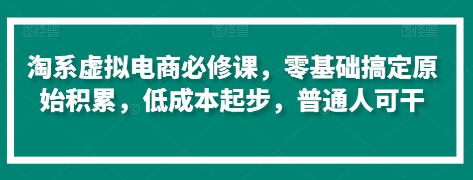 淘系虚拟电商必修课，零基础搞定原始积累，低成本起步，普通人可干-来缘阁