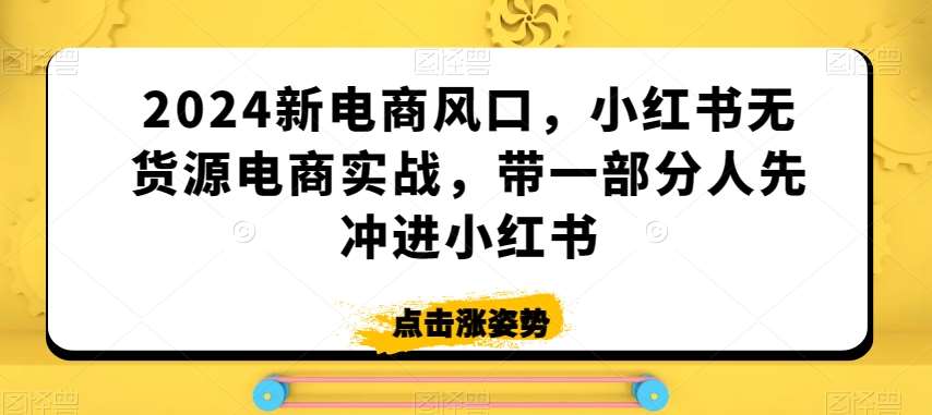 2024新电商风口，小红书无货源电商实战，带一部分人先冲进小红书-来缘阁