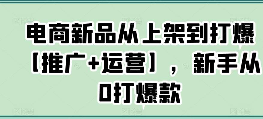 电商新品从上架到打爆【推广+运营】，新手从0打爆款-来缘阁