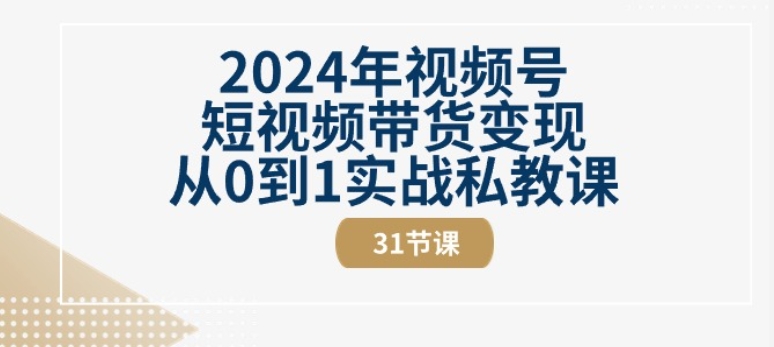 视频号短视频带货变现从0到1实战私教课(31节视频课)-来缘阁