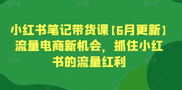小红书笔记带货课量电商新机会，抓住小红书的流量红利-来缘阁
