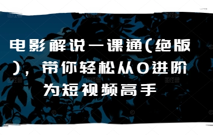 电影解说一课通(绝版)，带你轻松从0进阶为短视频高手-来缘阁
