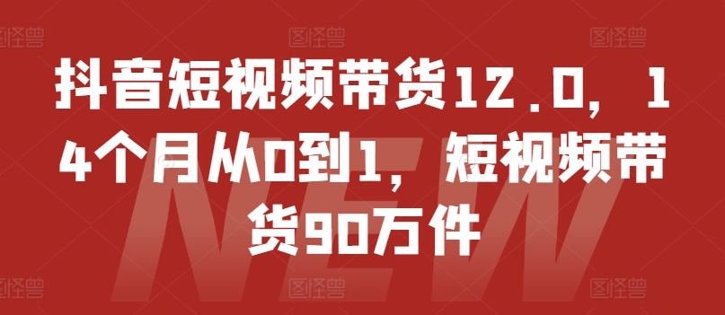 抖音短视频带货12.0，14个月从0到1，短视频带货90万件-来缘阁