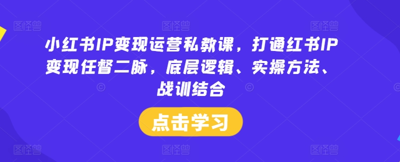 小红书IP变现运营私教课，打通红书IP变现任督二脉，底层逻辑、实操方法、战训结合-来缘阁