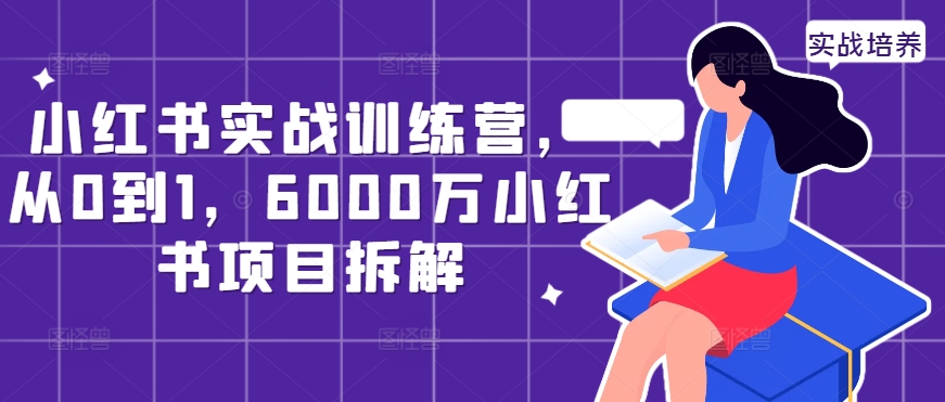 小红书实战训练营，从0到1，6000万小红书项目拆解-来缘阁