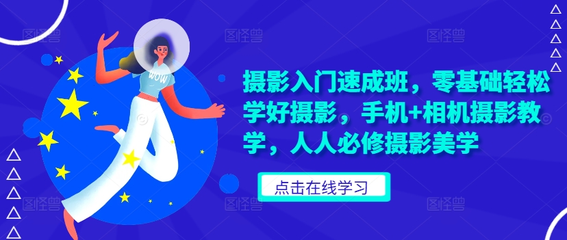摄影入门速成班，零基础轻松学好摄影，手机+相机摄影教学，人人必修摄影美学-来缘阁