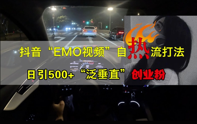 抖音EMO视频自热打法，日引500+“泛垂直”创业粉-来缘阁