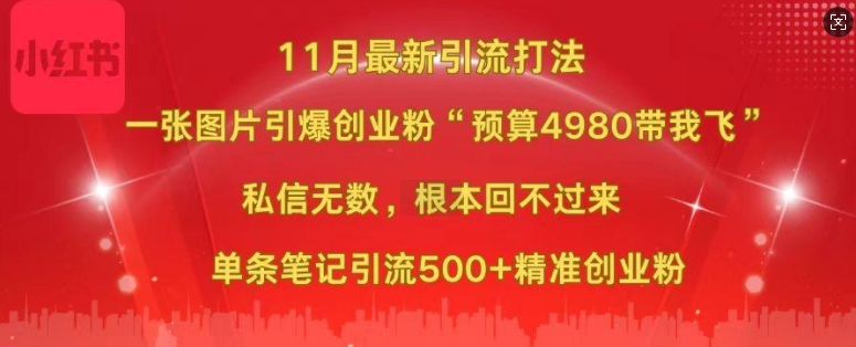 一张图片引爆创业粉，“预算4980带我飞”，单条引流500+精准创业粉-来缘阁