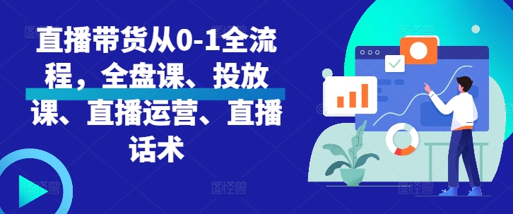 直播带货从0-1全流程，全盘课、投放课、直播运营、直播话术-来缘阁