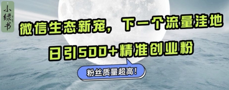 微信生态新宠小绿书：下一个流量洼地，日引500+精准创业粉，粉丝质量超高-来缘阁