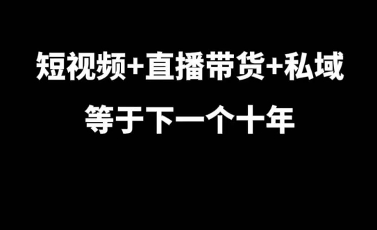 短视频+直播带货+私域等于下一个十年，大佬7年实战经验总结-来缘阁