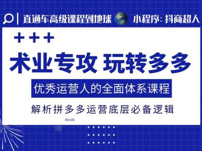 术业专攻玩转多多，优秀运营人的全面体系课程，解析拼多多运营底层必备逻辑-来缘阁