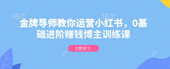 金牌导师教你运营小红书，0基础进阶赚钱博主训练课-来缘阁