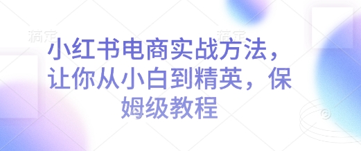小红书电商实战方法，让你从小白到精英，保姆级教程-来缘阁