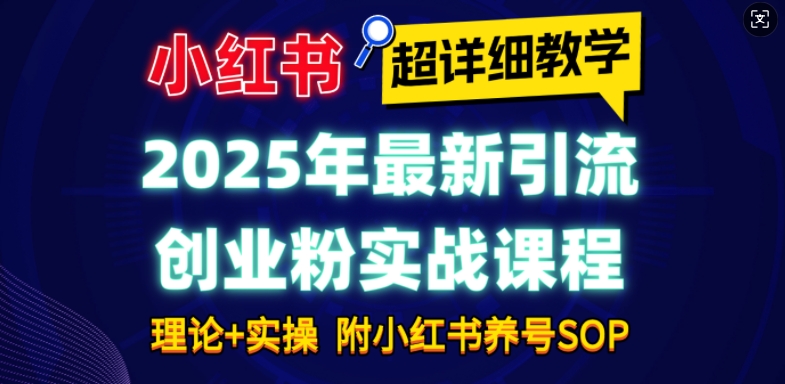 2025年最新小红书引流创业粉实战课程【超详细教学】小白轻松上手，月入1W+，附小红书养号SOP-来缘阁