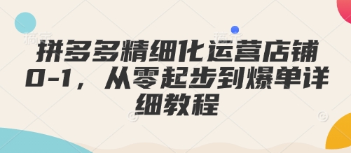 拼多多精细化运营店铺0-1，从零起步到爆单详细教程-来缘阁