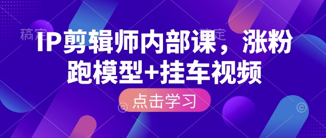 IP剪辑师内部课，涨粉跑模型+挂车视频-来缘阁