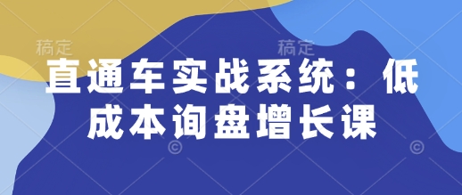 直通车实战系统：低成本询盘增长课，让个人通过技能实现升职加薪，让企业低成本获客，订单源源不断-来缘阁