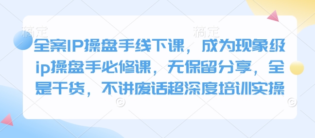 全案IP操盘手线下课，成为现象级ip操盘手必修课，无保留分享，全是干货，不讲废话超深度培训实操-来缘阁