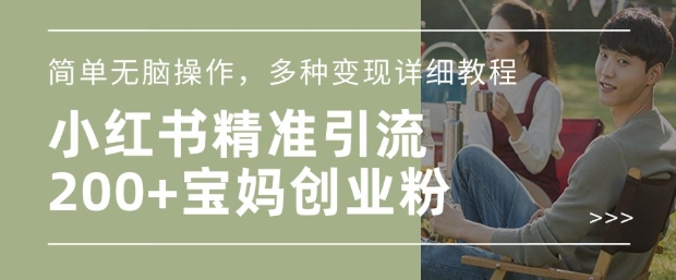小红书混剪日引200+宝妈创业粉，简单无脑操作，多种变现详细教程-来缘阁