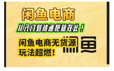 闲鱼电商实战课，从入门到精通秘籍在此，闲鱼电商无货源玩法超燃!-来缘阁