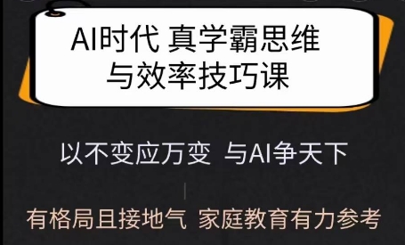 Ai时代真学霸思维与学习方法课，有格局且接地气，家庭教育有力参考-来缘阁