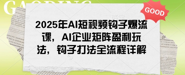 2025年AI短视频钩子爆流课，AI企业矩阵盈利玩法，钩子打法全流程详解-来缘阁