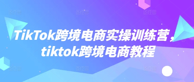 TikTok跨境电商实操训练营，tiktok跨境电商教程-来缘阁