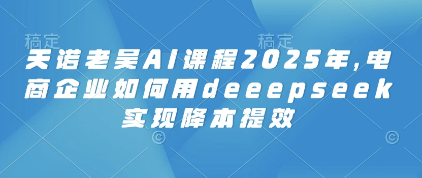 天诺老吴AI课程2025年，电商企业如何用deeepseek实现降本提效-来缘阁