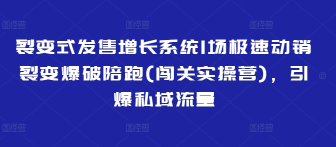 裂变式发售增长系统1场极速动销裂变爆破陪跑(闯关实操营)，引爆私域流量-来缘阁