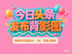 今日头条发布背影图，单账号日收益30-50，可放大操作-来缘阁