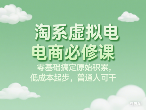 淘系虚拟电商必修课，零基础搞定原始积累，低成本起步，普通人可干-来缘阁
