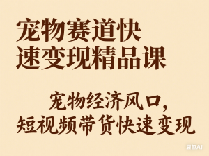 宠物赛道快速变现精品课，宠物经济风口，短视频带货快速变现-来缘阁