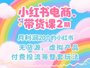 图片[1]-小红书电商带货课2期，月利润20个的小红书电商的有货源，无货源，虚拟产品，付费投流等整套玩法-来缘阁
