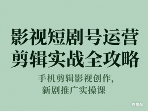 影视短剧号运营与剪辑实战全攻略，手机剪辑影视创作，新剧推广实操课-来缘阁