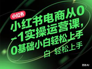 小红书电商从0-1实操运营课，0基础小白轻松上手-来缘阁