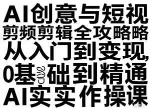图片[1]-AI创意与短视频剪辑全攻略从入门到变现，0基础到精通AI实操课-来缘阁