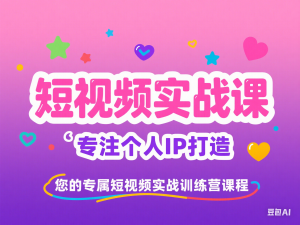 短视频实战课，专注个人IP打造，您的专属短视频实战训练营课程-来缘阁