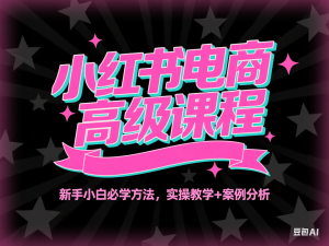 小红书电商高级课程，新手小白必学方法，实操教学+案例分析-来缘阁