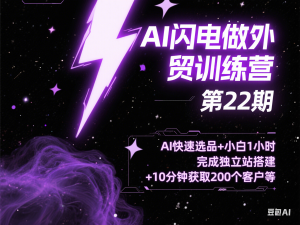 图片[1]-AI闪电做外贸训练营第22期：Al快速选品+小白1小时完成独立站搭建+10分钟获取200个客户等-来缘阁