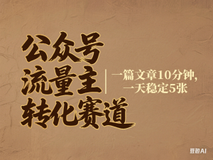 公众号流量主高转化赛道，一篇文章10分钟，一天稳定5张-来缘阁