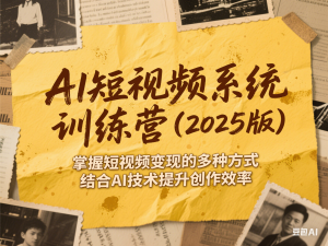 AI短视频系统训练营(2025版)掌握短视频变现的多种方式，结合AI技术提升创作效率-来缘阁