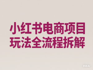 小红书电商掘金课，小红书电商项目玩法全流程拆解-来缘阁