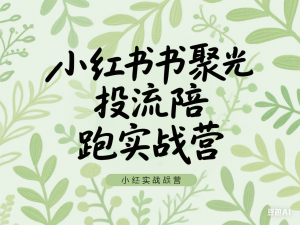 图片[1]-小红书聚光投流陪跑实战营，免费流量会越来越难，门槛越来越高，付费投流是一定要去做的事情-来缘阁