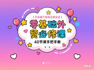 零基础外贸必修课，开发客户商务谈单实战，40节课手把手教-来缘阁