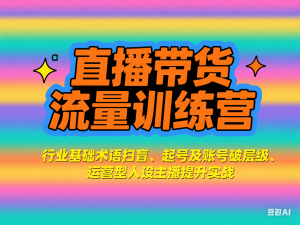 直播带货流量训练营，行业基础术语扫盲，起号及账号破层级，运营型人设主播提升实战-来缘阁