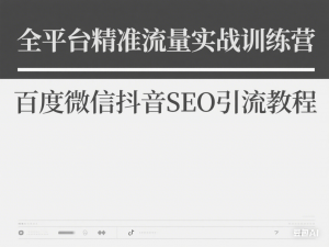 全平台精准流量实战训练营，百度微信抖音小红书SEO引流教程-来缘阁