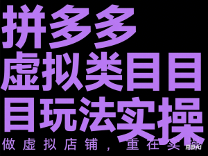 拼多多虚拟类目玩法实操，做虚拟店铺，重在实操-来缘阁